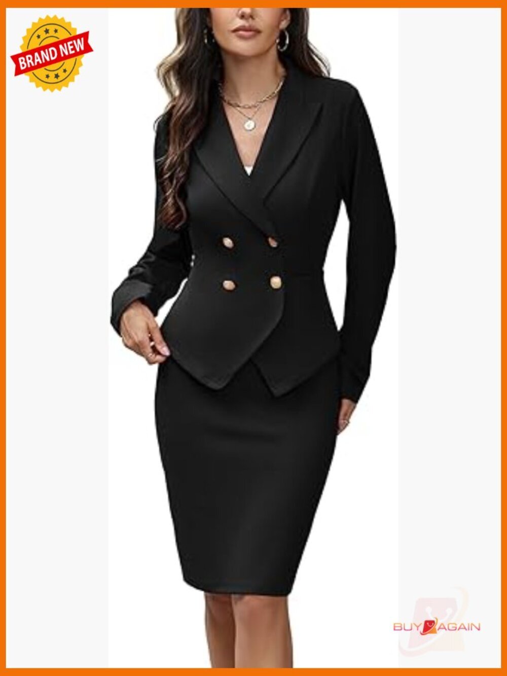 2 Piece Skirt Suit Set Blazer Pencil Skirt Work Office Business Casual
